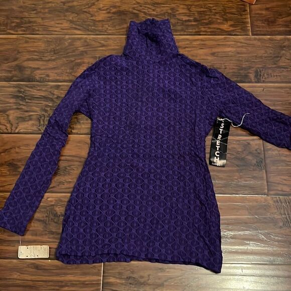 Vintage Weber Original Dead Stock Purple Print Turtleneck Boho Mod Squad - Picture 1 of 8